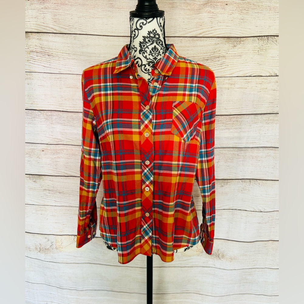 Plaid Button-Up Shirt - Red Multi